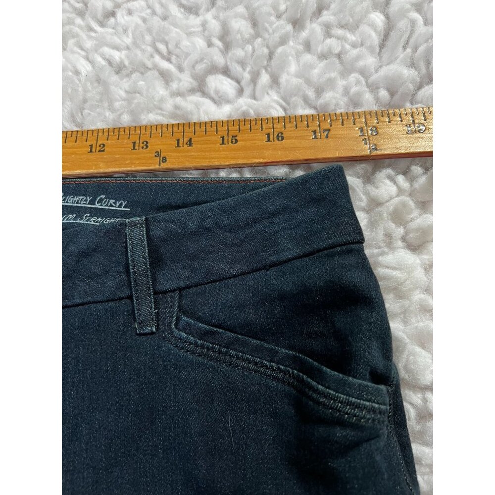Eddie Bauer Slightly Curvy Jeans Sz 14 Womens Slim Straight Dark Wash - Picture 12 of 12